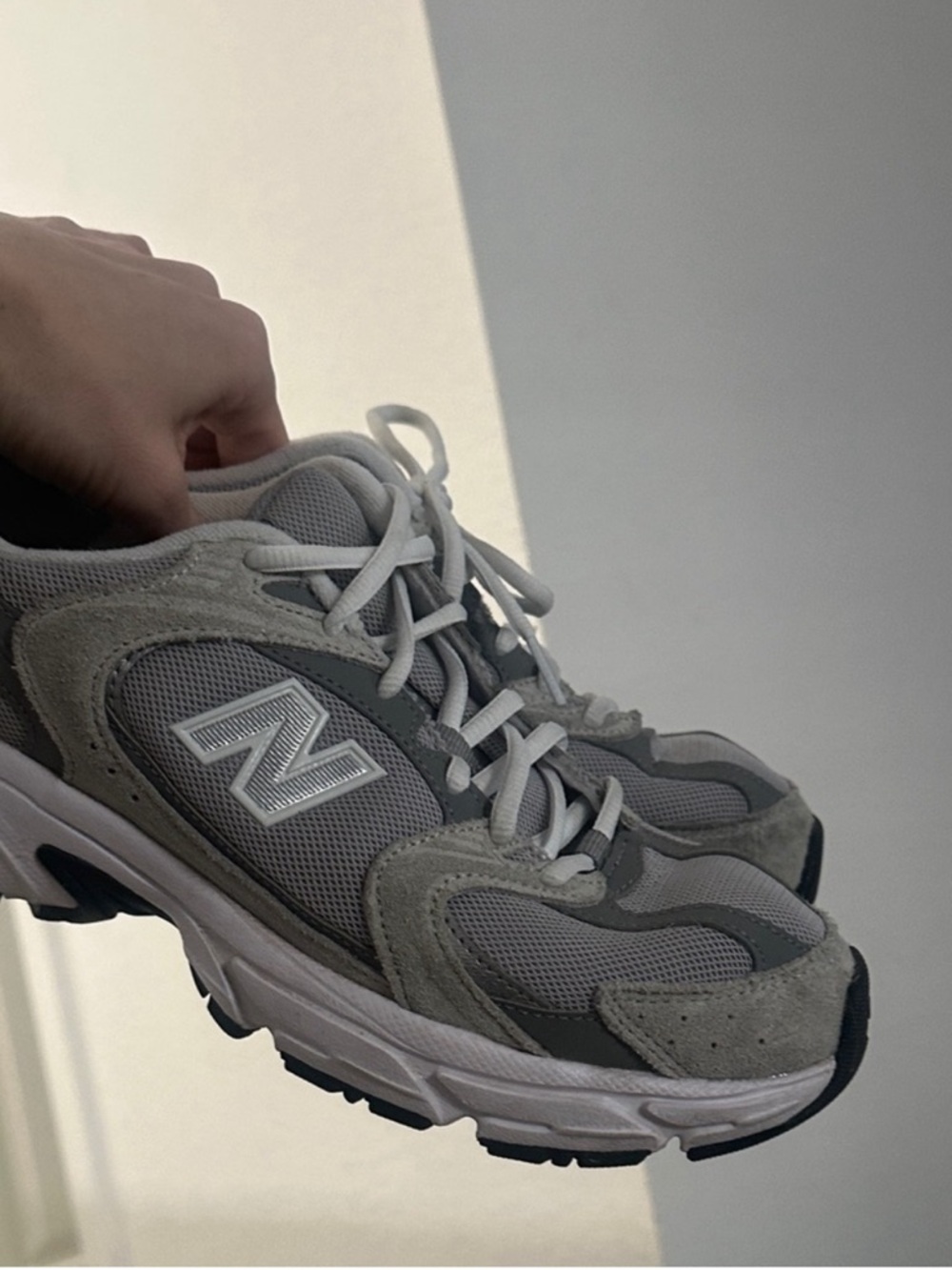 New Balance Grey and White Athletic Sneakers